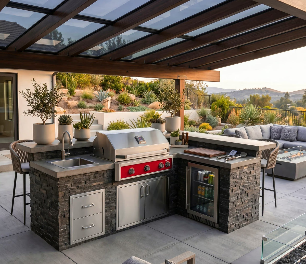AOG built-in grill in an outdoor kitchen