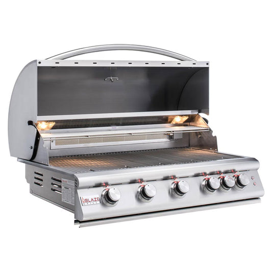 Blaze LTE 40-Inch 5-Burner Built-In Propane Gas/Natural Gas Grill w/ Rear Infrared Burner & Grill Lights - BLZ-5LTE2-NG