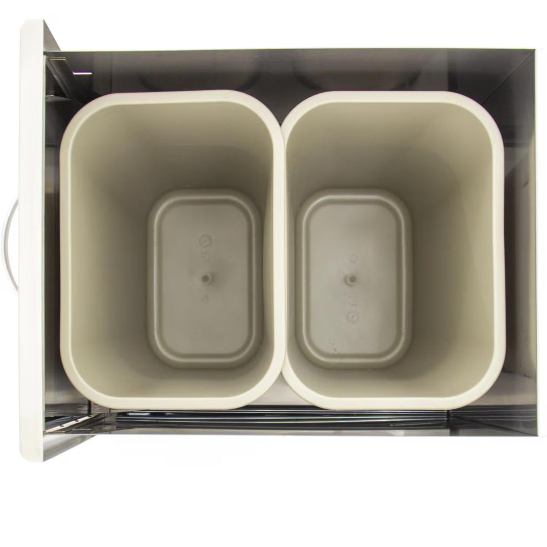 Blaze 20-Inch Roll-Out Stainless Steel Double Trash / Recycling Bin