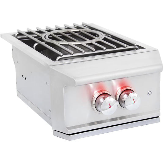 Blaze Professional LUX Built-In Propane & Natural Gas High Performance Power Burner w/ Wok Ring & Stainless Steel Lid