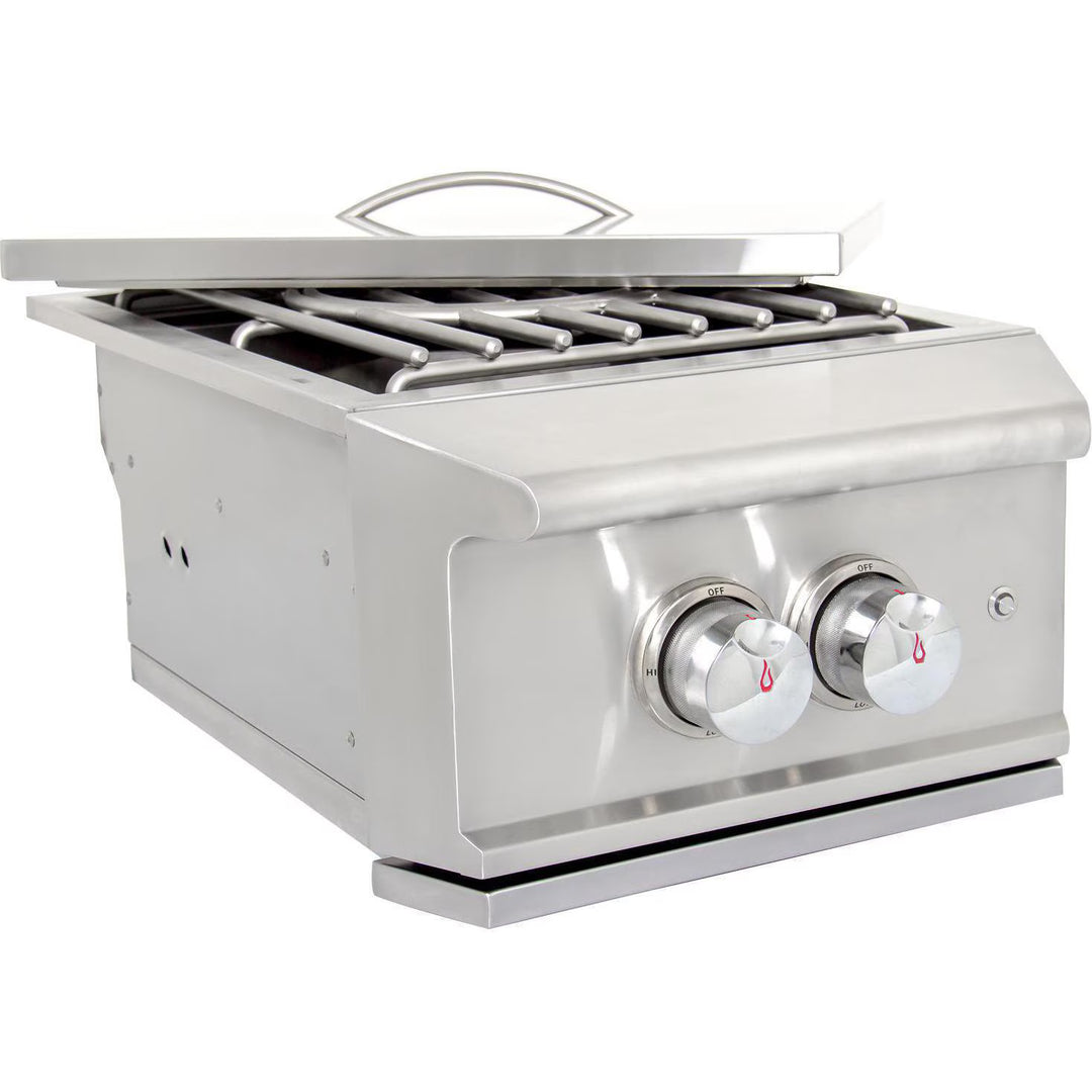 Blaze Professional LUX Built-In Gas Power Burner with Wok Ring &amp; Stainless Steel Lid