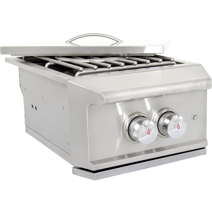 Blaze Professional LUX Built-In Gas Power Burner with Wok Ring &amp; Stainless Steel Lid