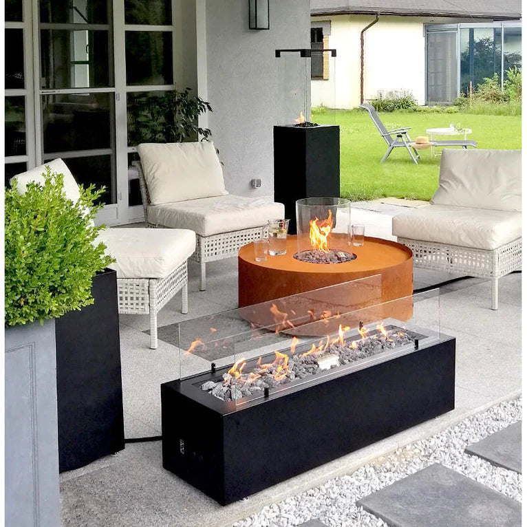 Fire Pits Direct Galio Linear Gas Fire Pit Black Automatic