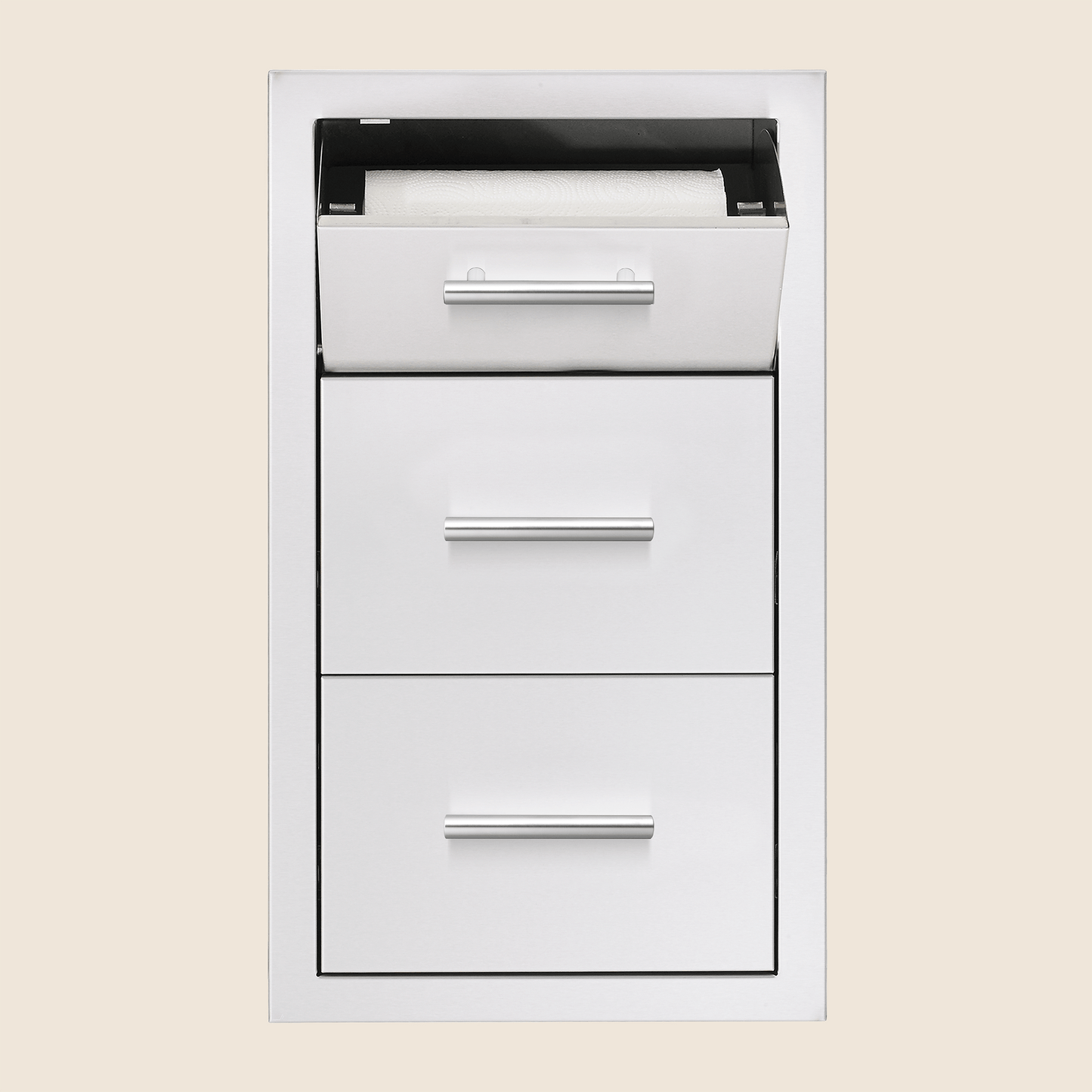 17″ Vertical 2-Drawer & Paper Towel Holder Combo w/ Masonry Frame