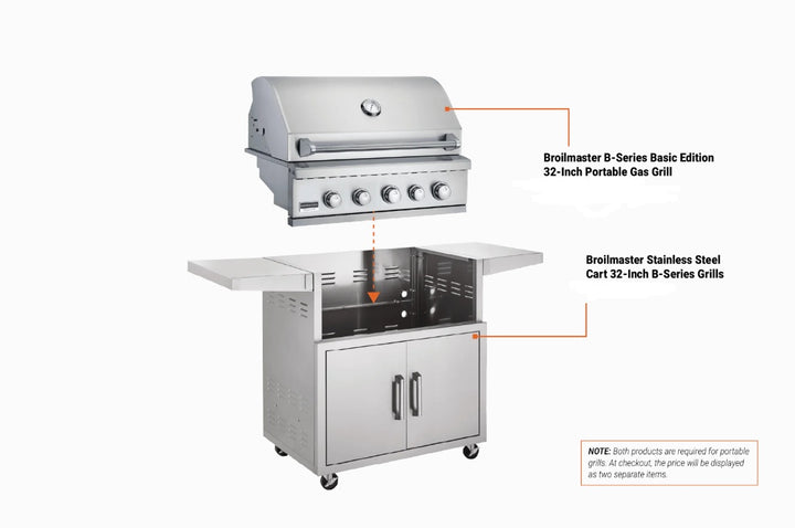 Broilmaster B Series Loaded Edition 32 with Matching Stainless Steel Cart