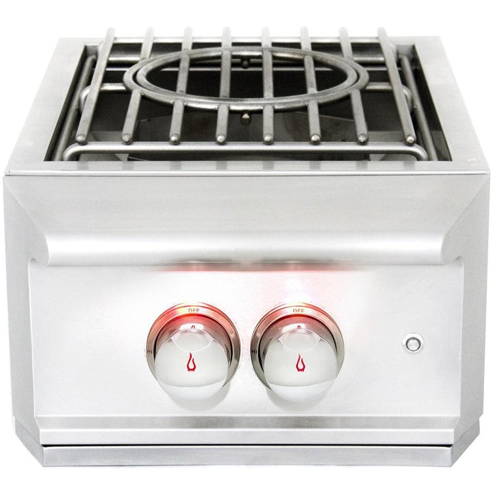 Blaze Professional LUX Built-In Gas Power Burner with Wok Ring &amp; Stainless Steel Lid