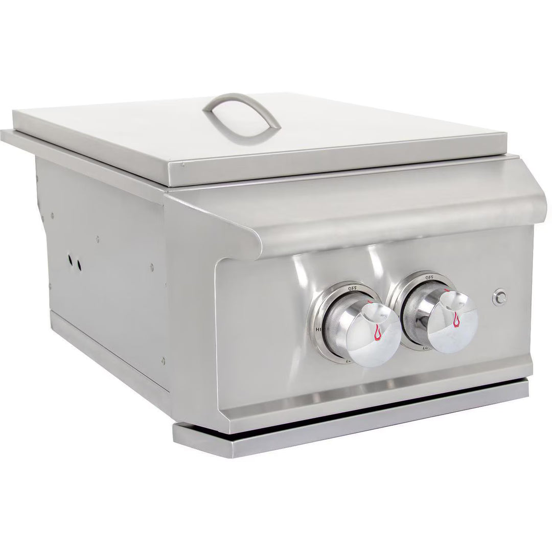 Blaze Professional LUX Built-In Gas Power Burner with Wok Ring &amp; Stainless Steel Lid